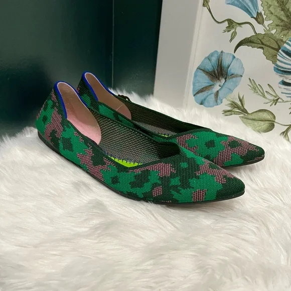 Rothy's Green Pink Knit Pointed Flats - Picture 4 of 4